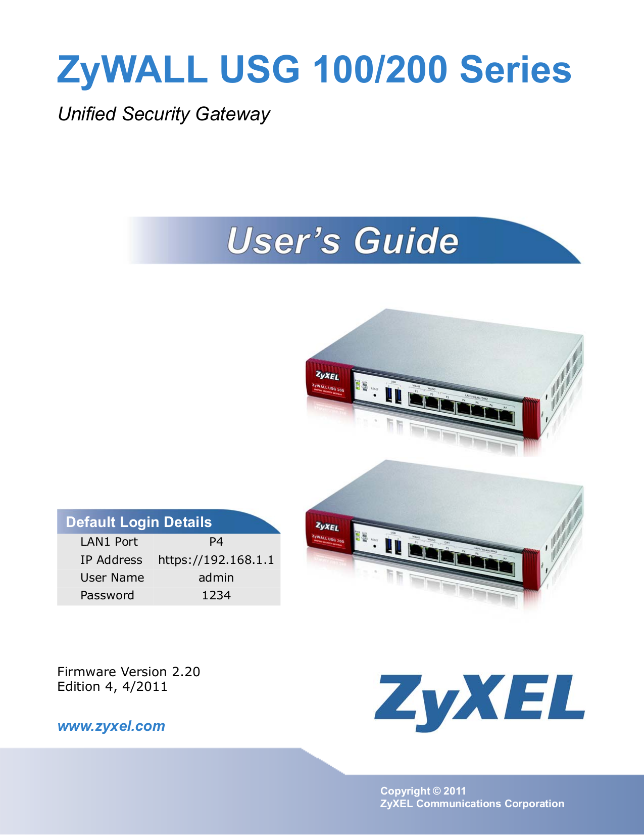 Download free pdf for Zyxel ZyWall USG 100 Gateways Other manual