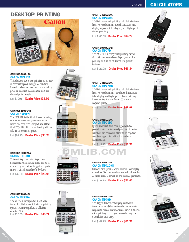 PDF manual for Casio Calculator HR-8TM