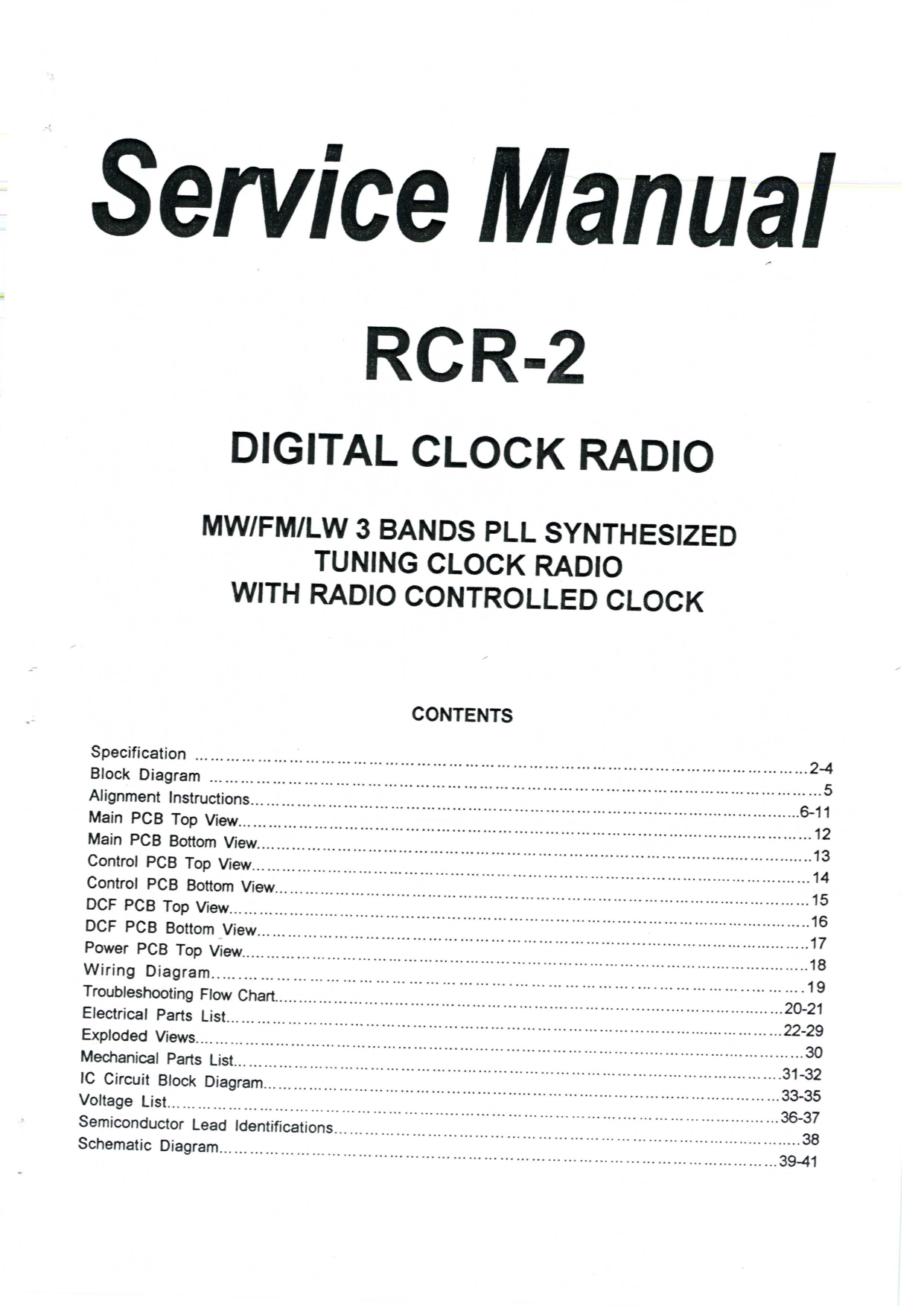 Download free pdf for Sangean RCR2 Clock Radio manual