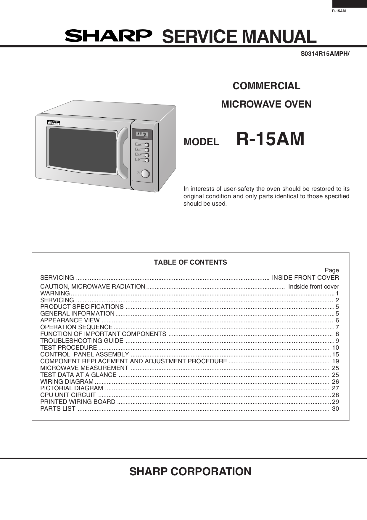 Download Free Pdf For Sharp R-520L Microwave Manual