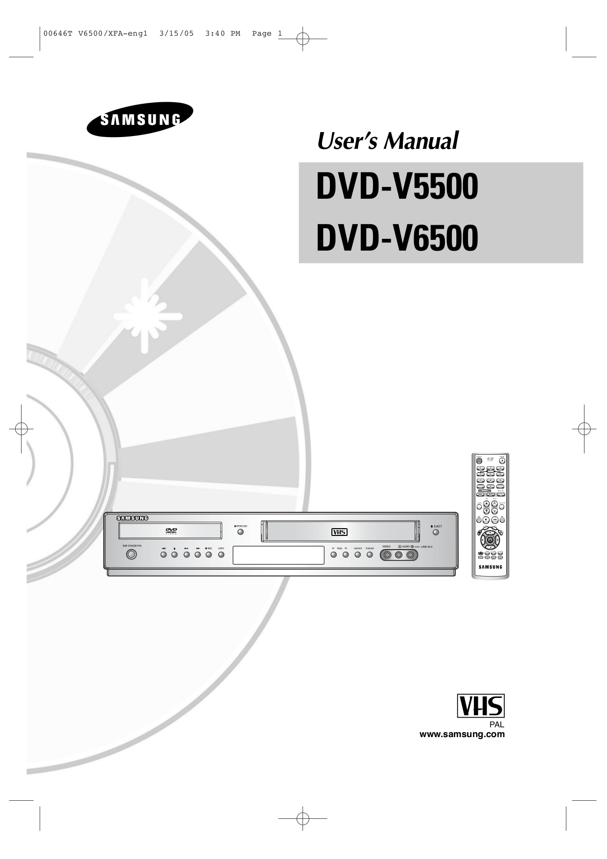 Download free pdf for Samsung DVDV5500 DVD Players manual