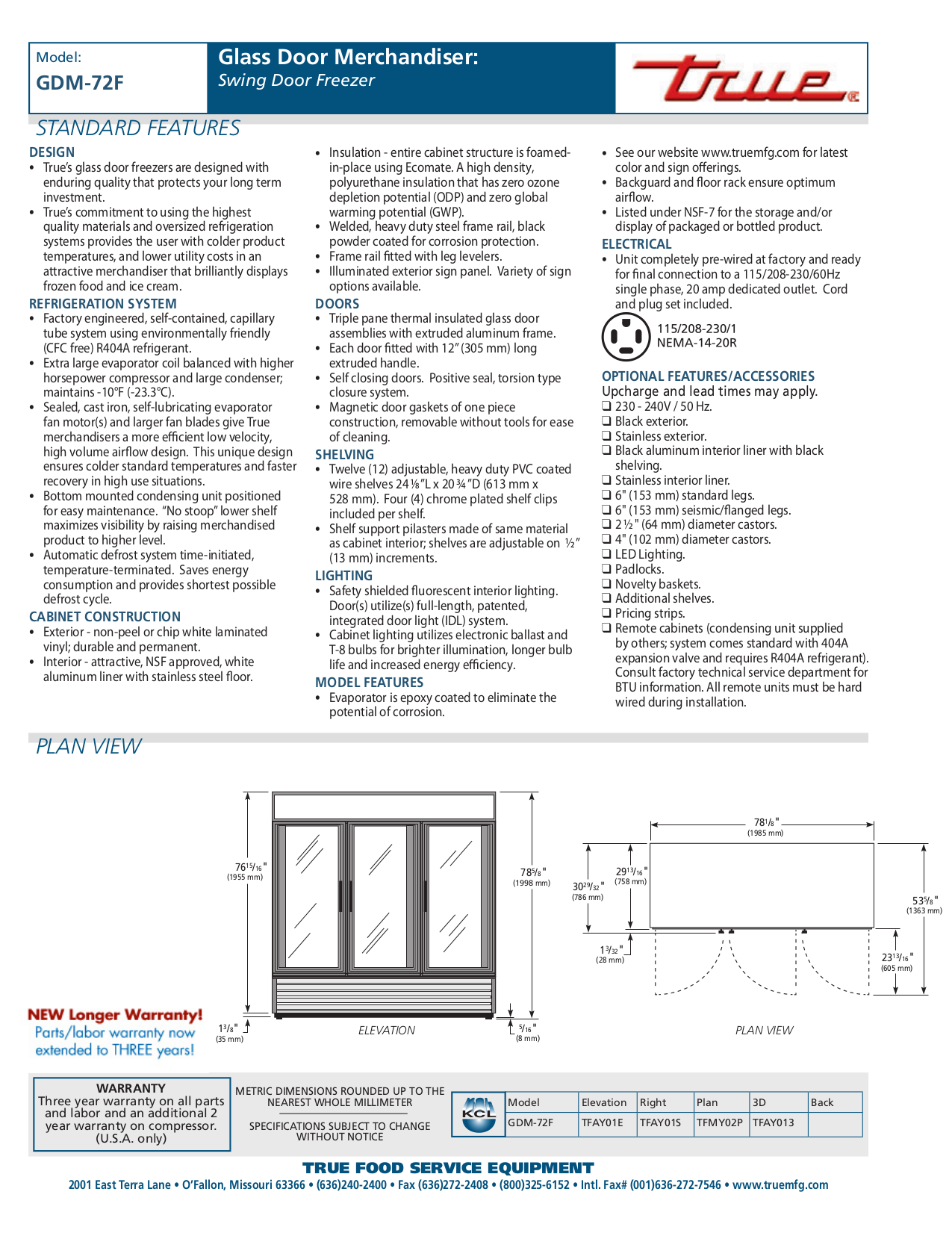 PDF manual for True Freezer GDM-72F