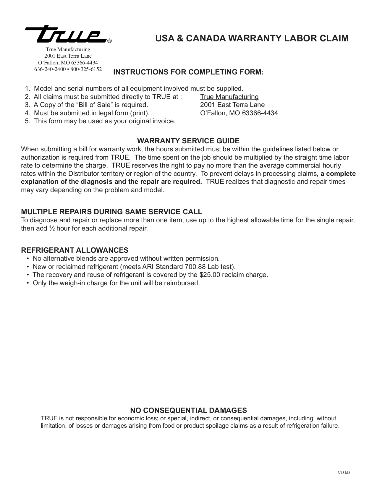 Download free pdf for True GDM-72F Freezer manual
