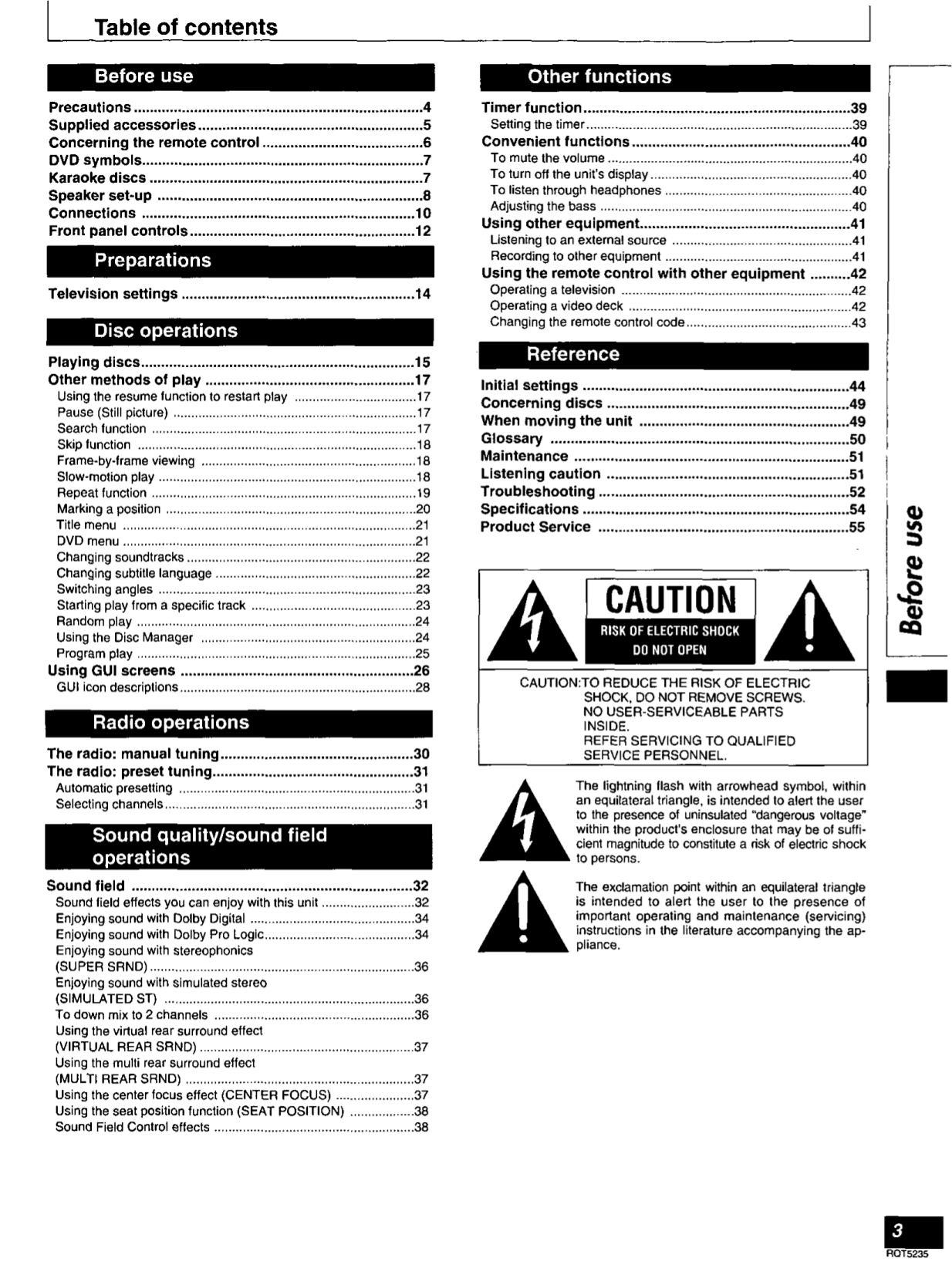 PDF manual for Panasonic Home Theater SAHT80