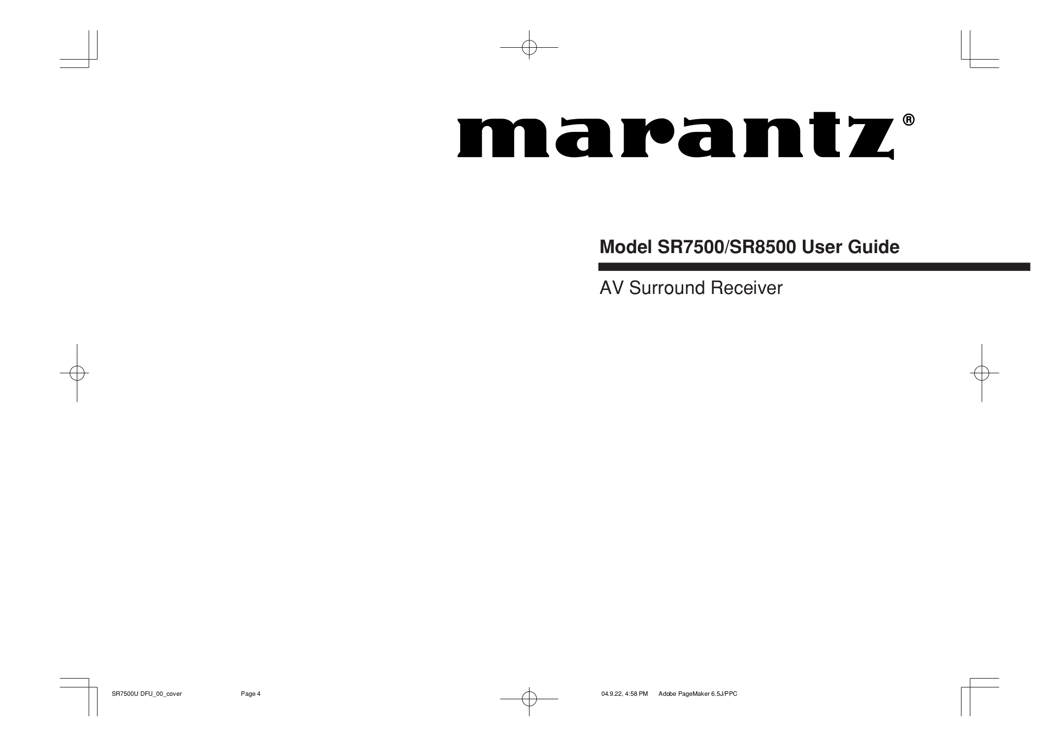 Download free pdf for Marantz SR7500 Receiver manual