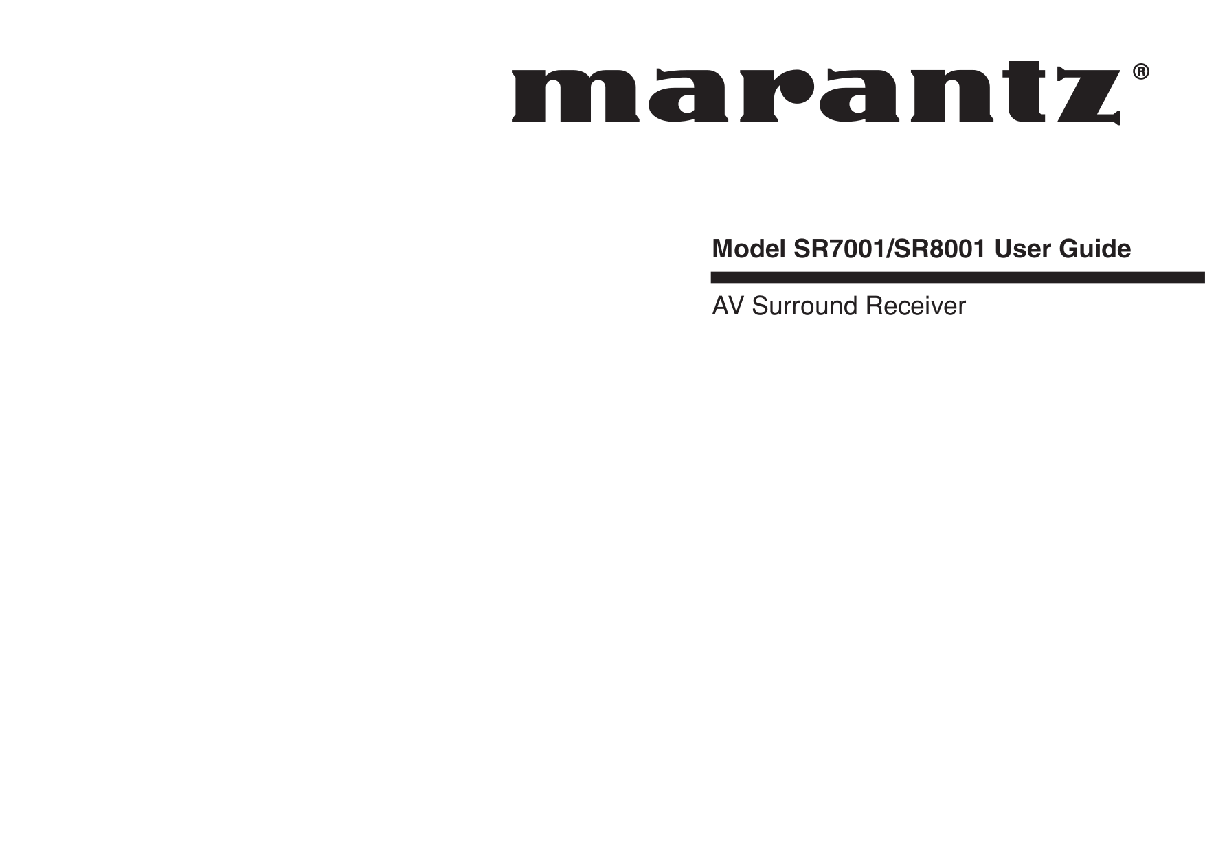 Download free pdf for Marantz SR7500 Receiver manual