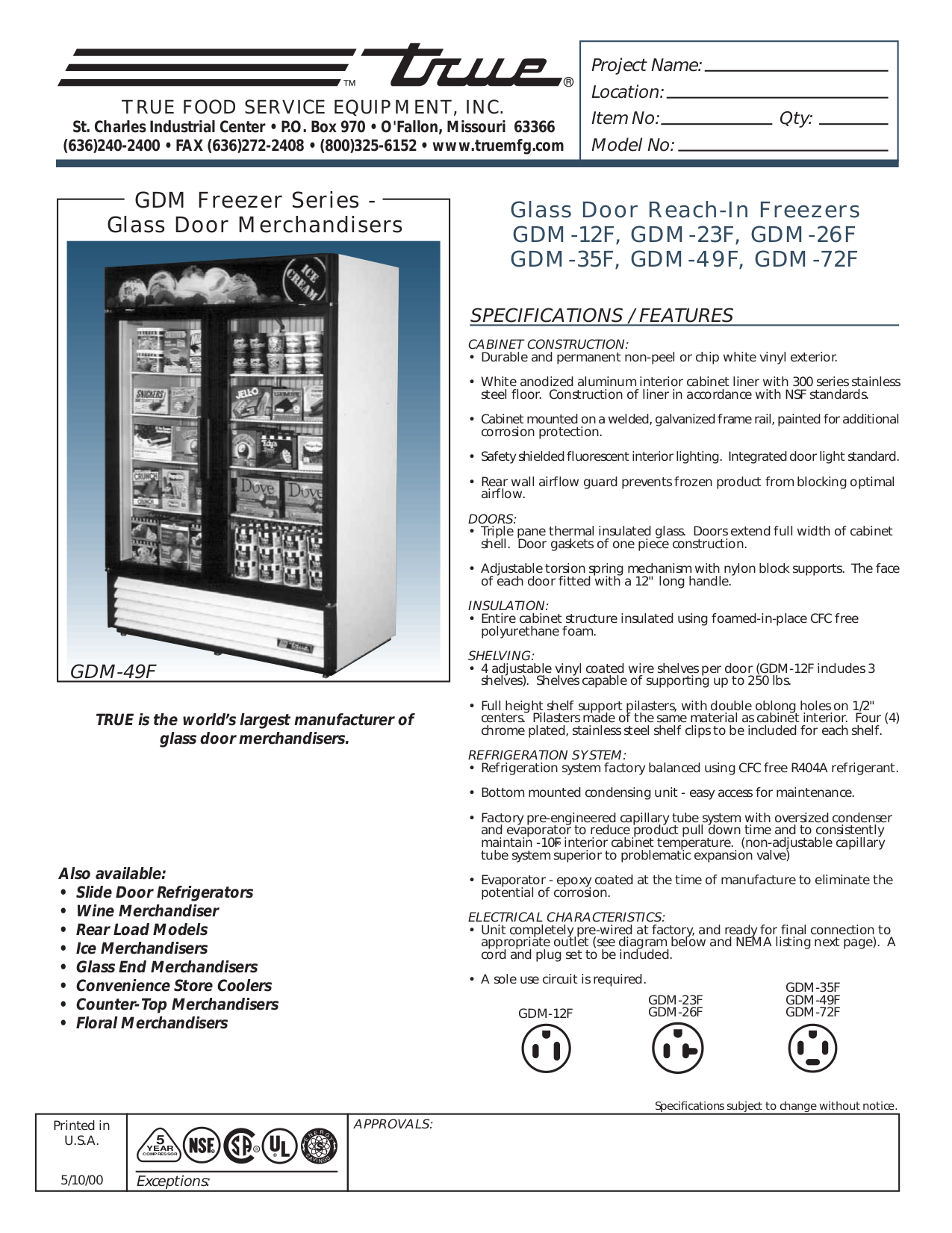 True Gdm 72 Service Manual