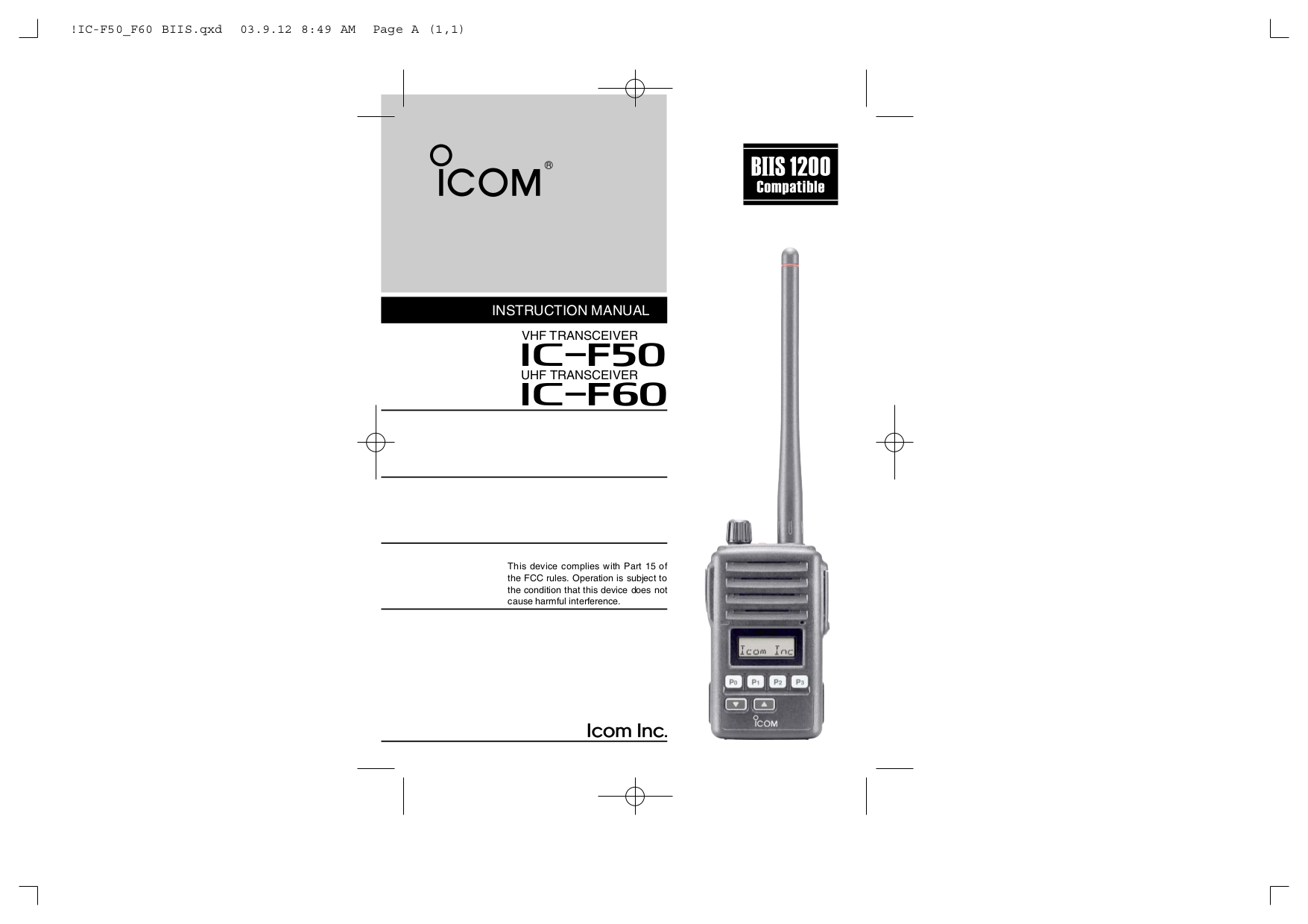 Download free pdf for ICF60 2way Radio manual