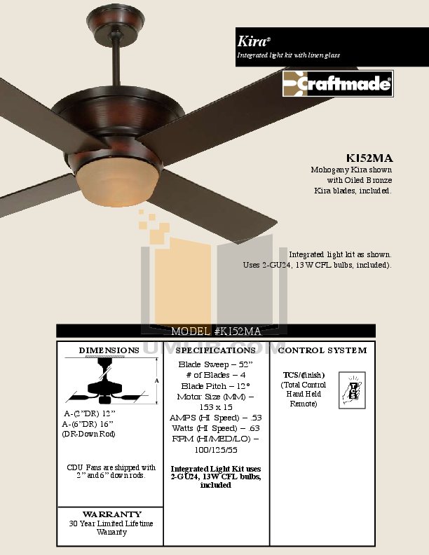 Craftmade Other KI52MA Fan pdf page preview