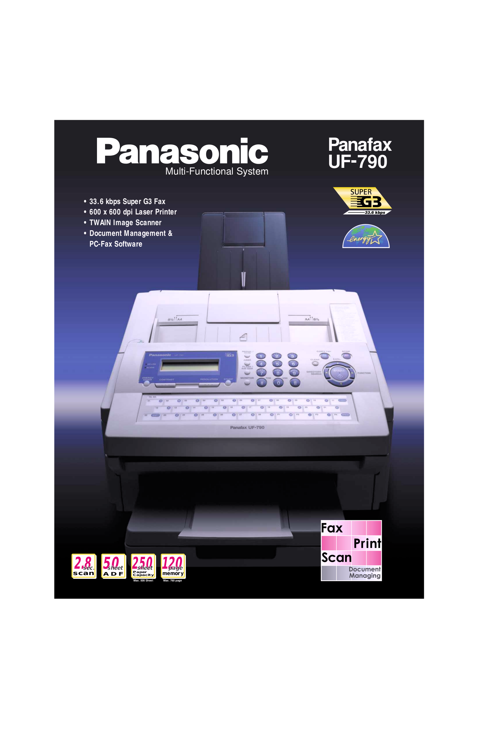 Download free pdf for Panasonic UF790 Fax Machine manual