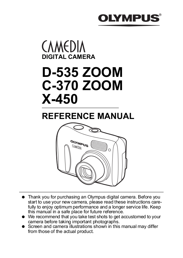 Download free pdf for Olympus CAMEDIA C450 Zoom Digital Camera manual