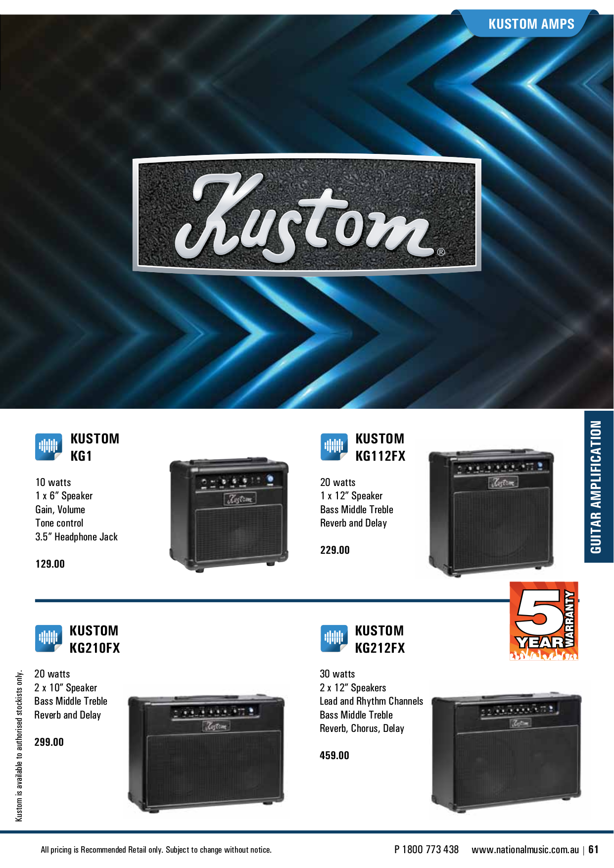 Download free pdf for Kustom KG112FX Amp manual