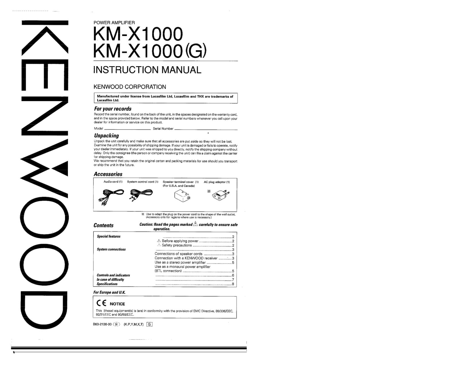 Download free pdf for Kenwood KRX1000 Receiver manual
