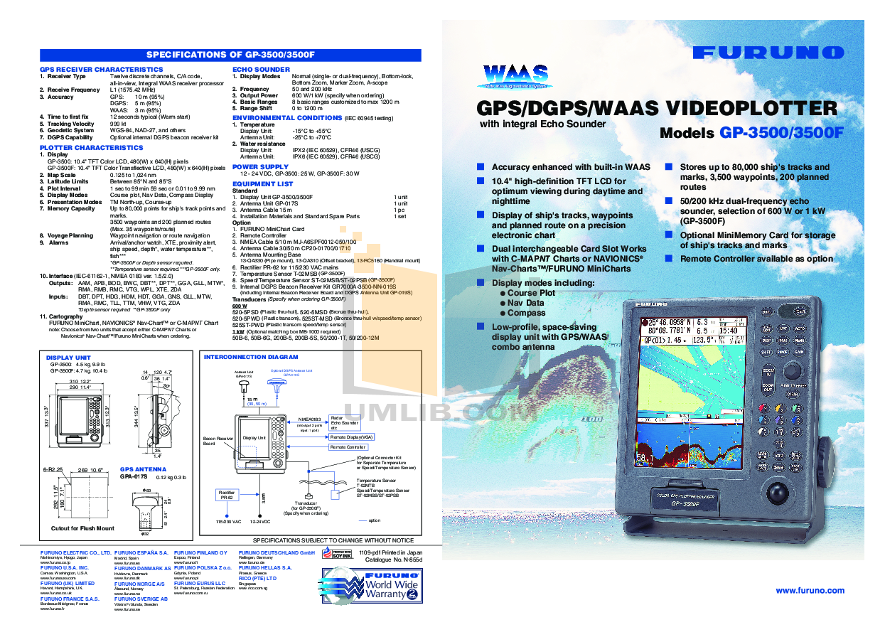 Download free pdf for Furuno GP3500F GPS manual