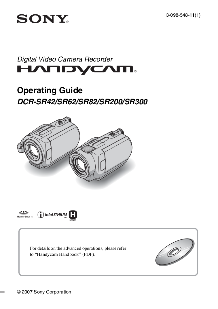 Download free pdf for Sony Handycam DCRSR300 Camcorders manual