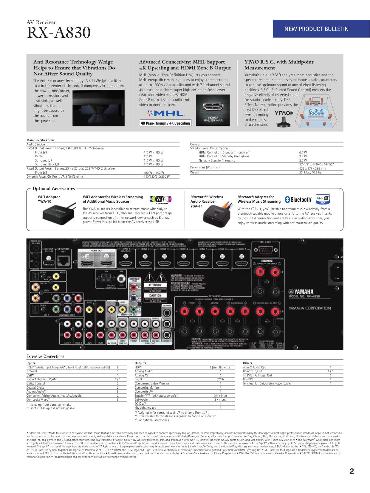 PDF manual for Yamaha Receiver RX-830