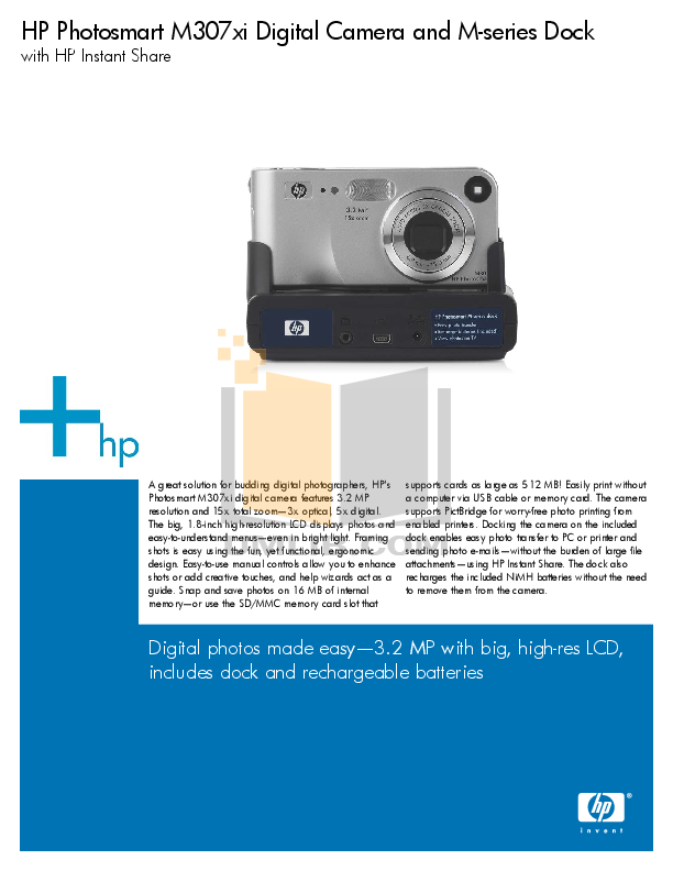 HP Digital Camera Photosmart M307 pdf page preview