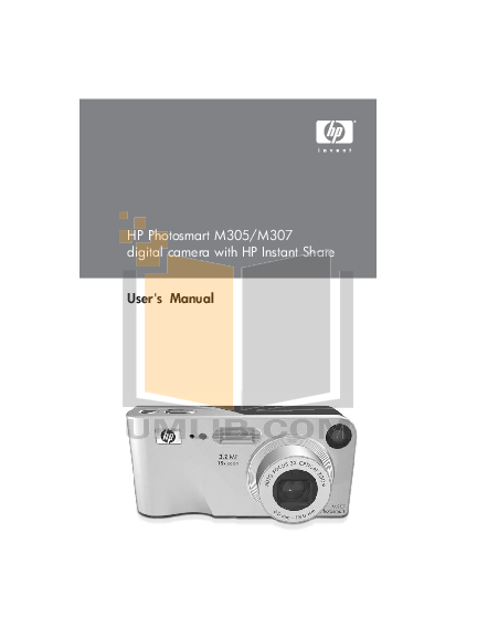 HP Digital Camera Photosmart M307 pdf page preview