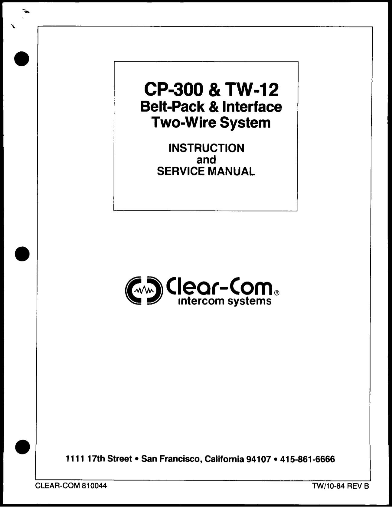 Telex Other BP300 Intercom System pdf page preview