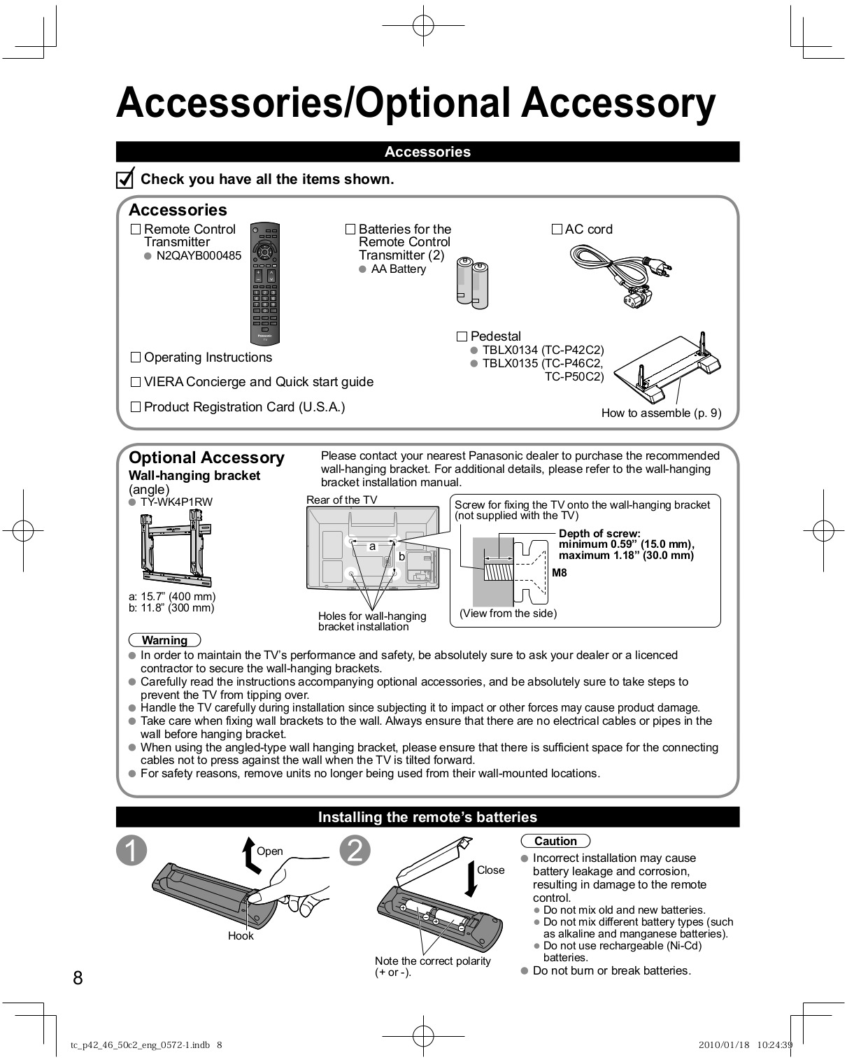 PDF manual for Panasonic TV Viera TCP50C2