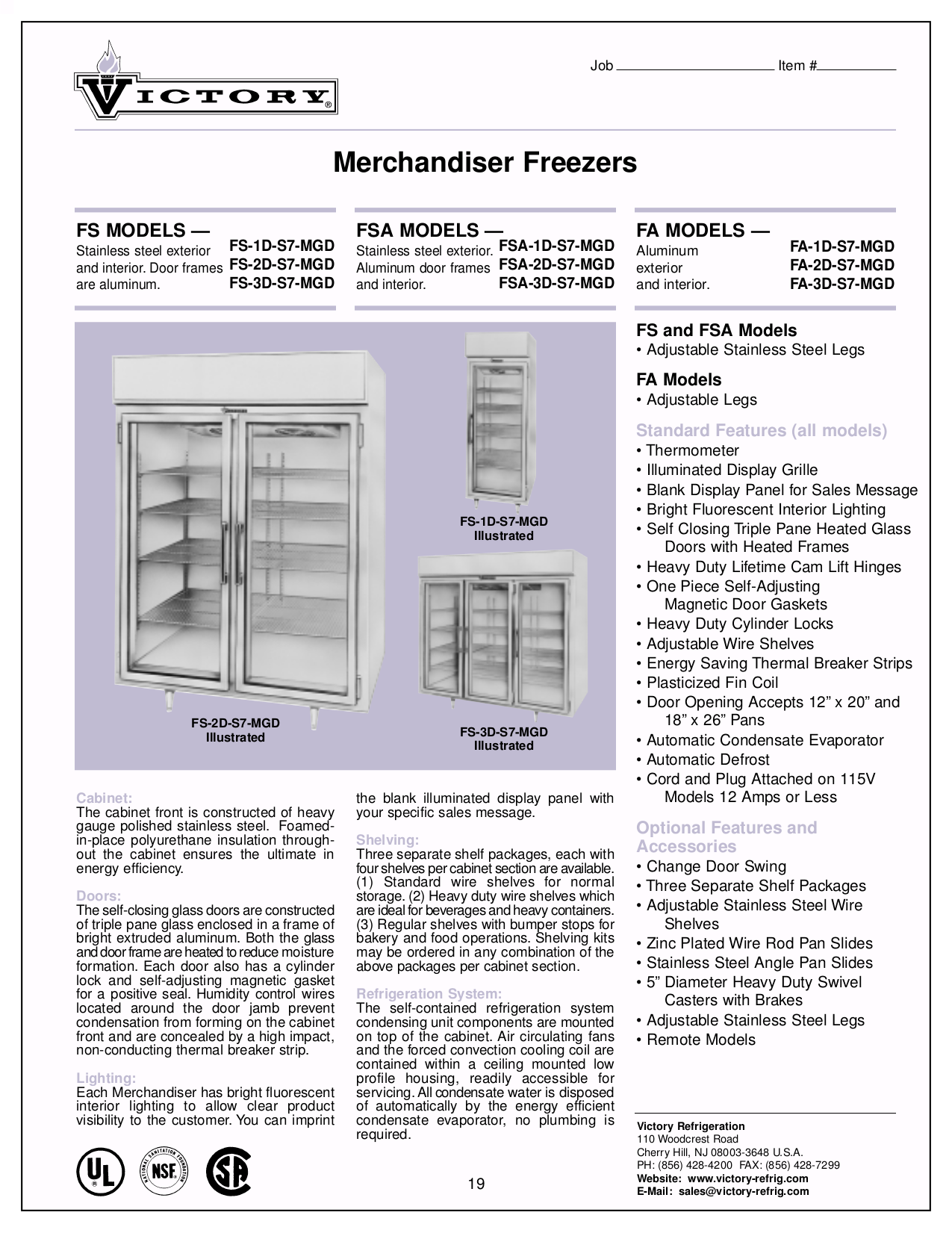 Download free pdf for Victory FA2DS7 Freezer manual
