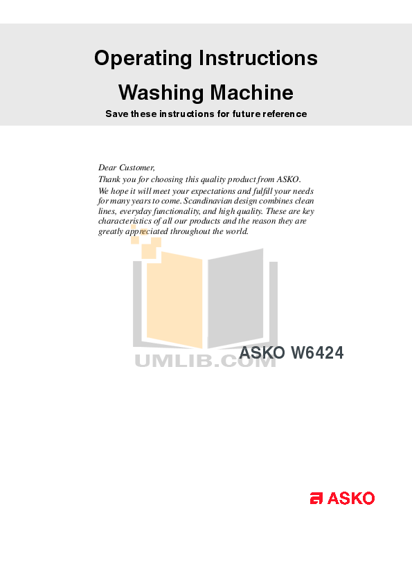 Download free pdf for Asko W6424T Washer manual