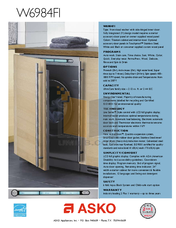 Download free pdf for Asko W6424T Washer manual