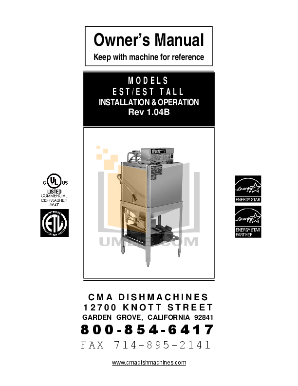Download free pdf for Cma ESTC Dishwasher manual