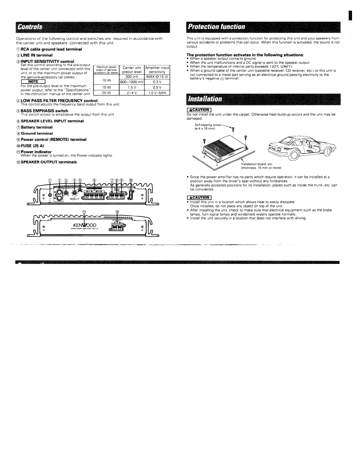 PDF manual for Kenwood Amp KAC-716