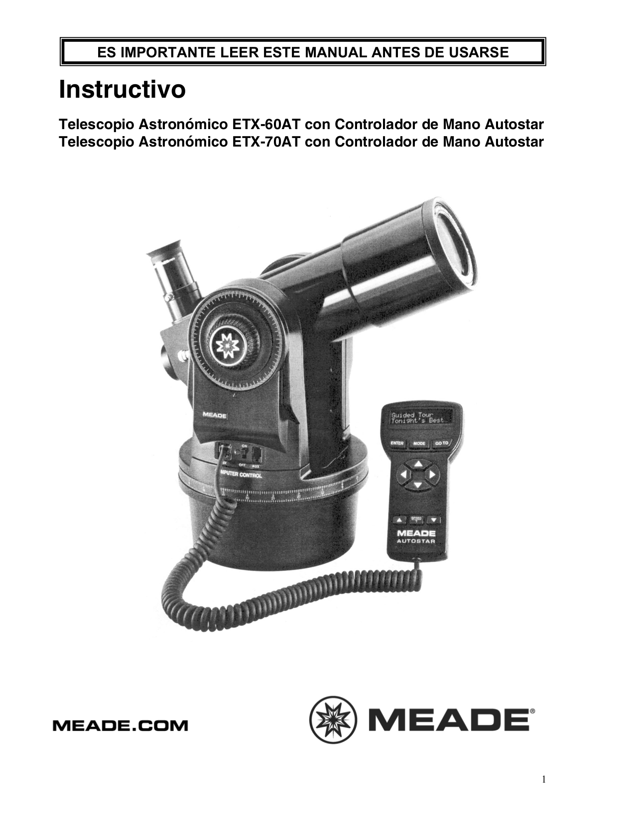 Download Free Pdf For Meade ETX-60AT Telescope Manual