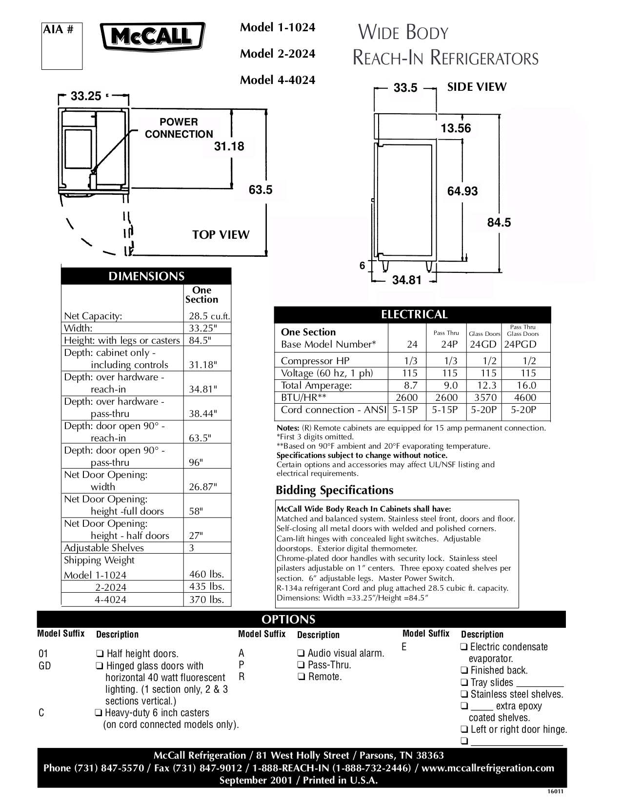 PDF manual for McCall Refrigerator 1-1024GD01