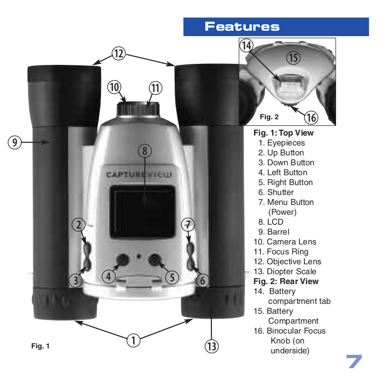 PDF manual for Meade Binocular CaptureView 8x30