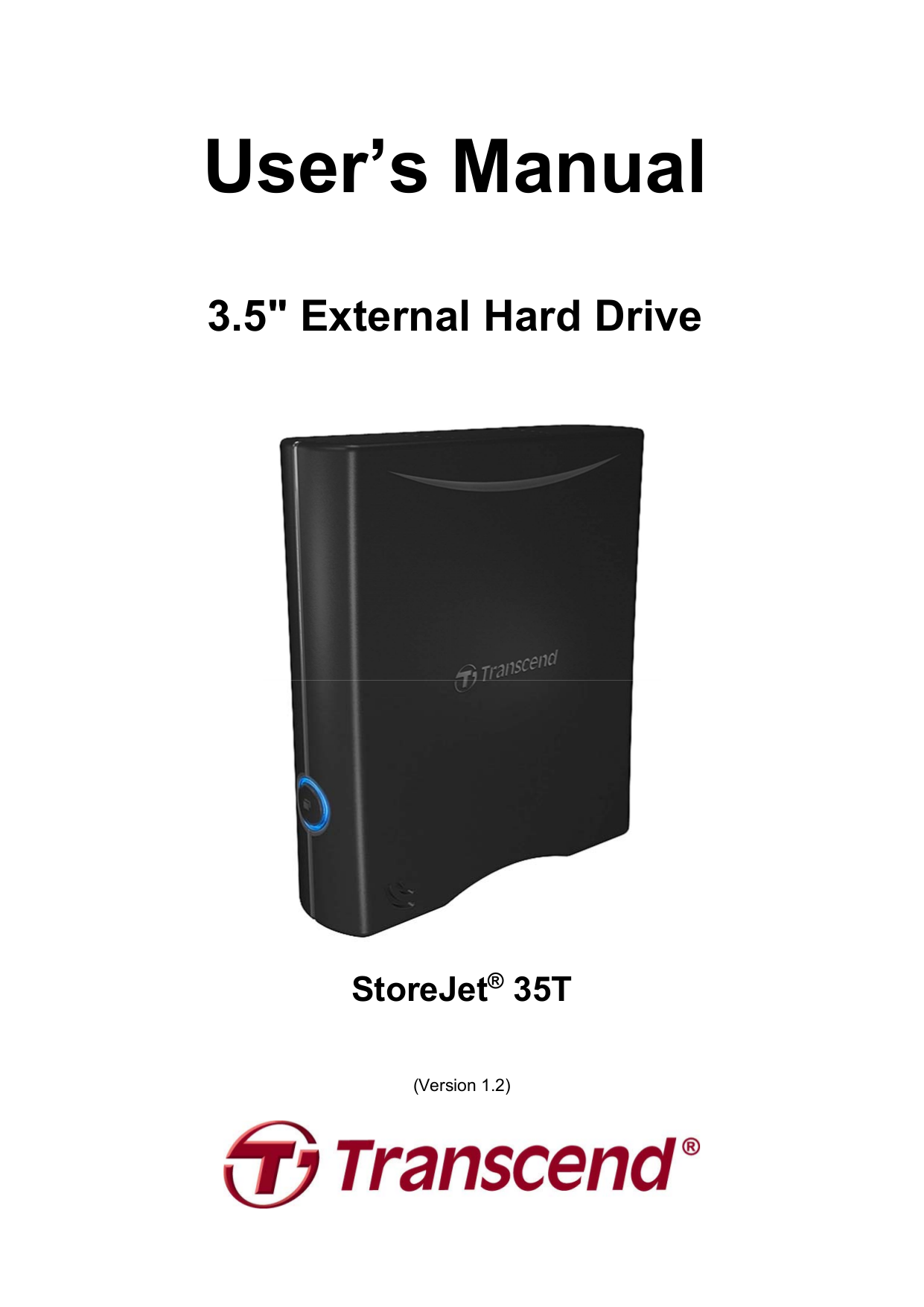 pdf for Transcend Storage StoreJet 35T 1.5TB manual