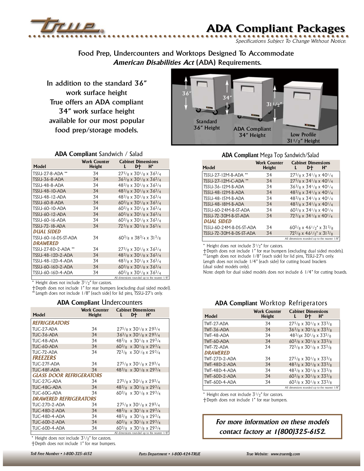 pdf for True Refrigerator TUC-27G-ADA manual