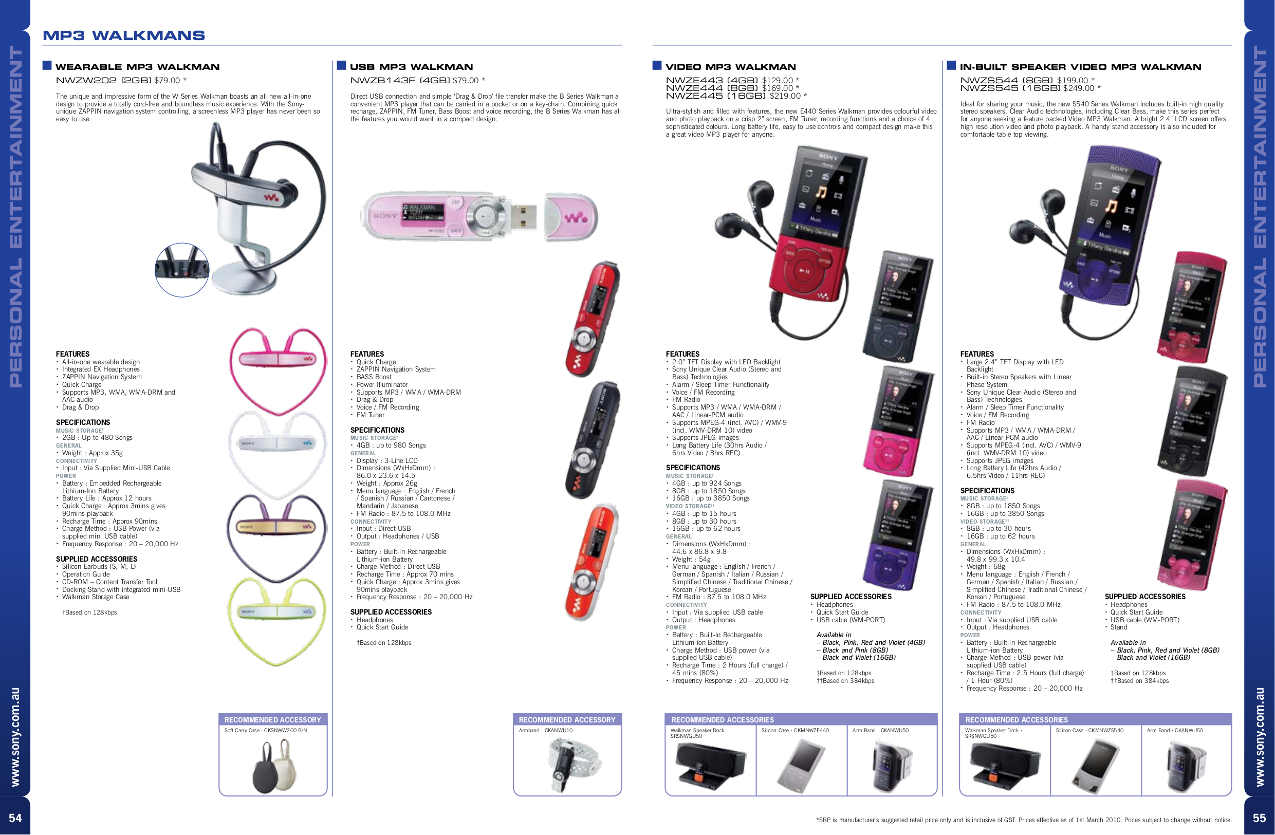 PDF manual for Sony MP3 Player Walkman NWZW202