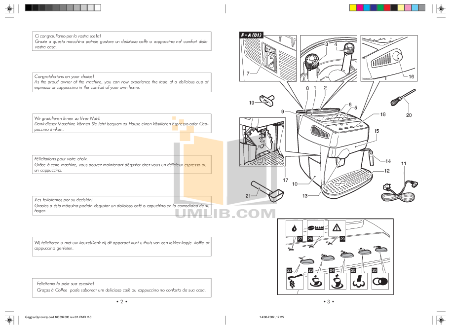 PDF manual for Gaggia Coffee Maker Syncrony Compact Digital