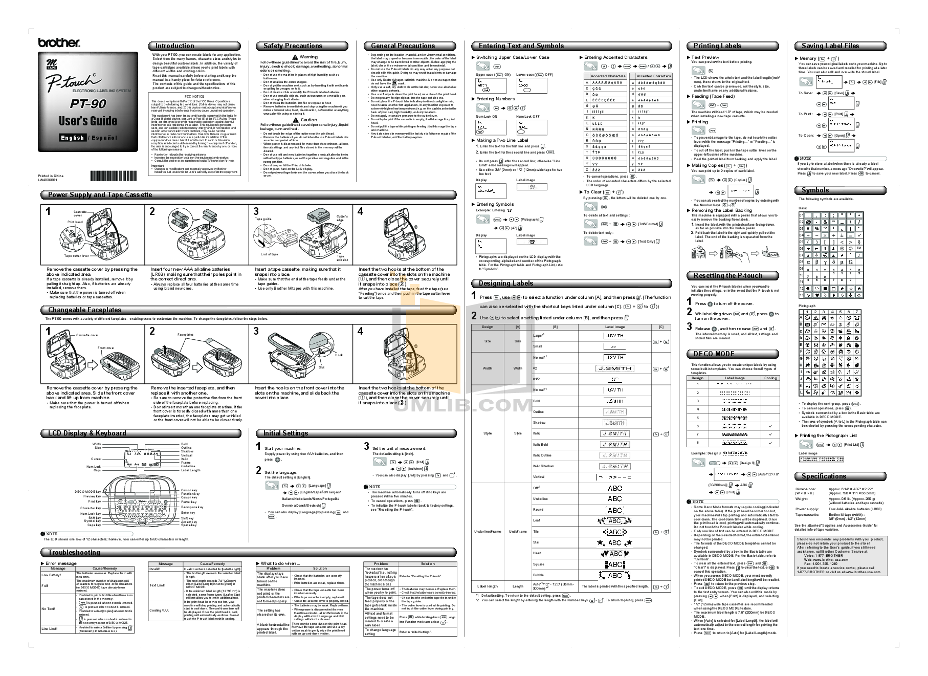 Download free pdf for Brother PT-10 Printer manual
