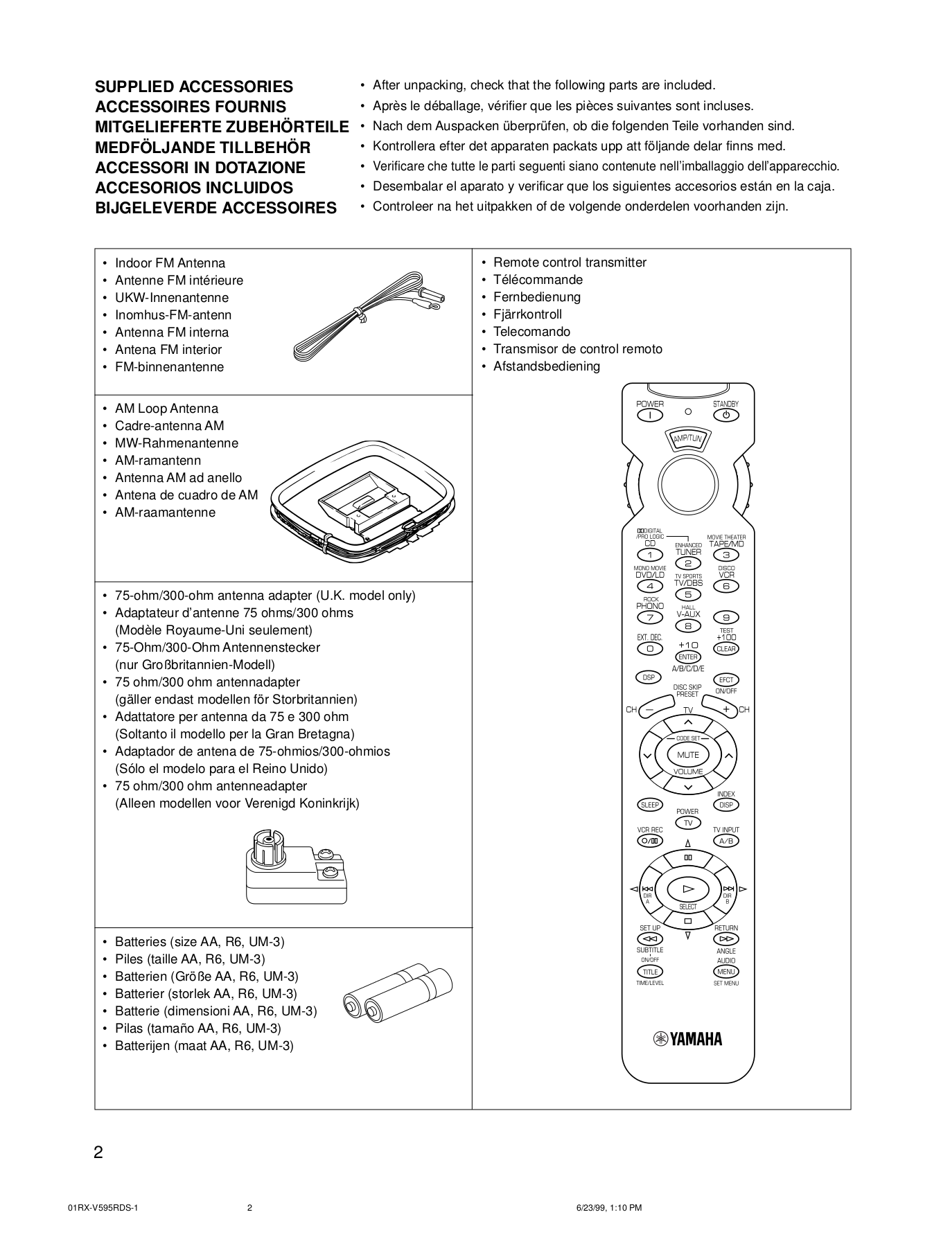 PDF manual for Yamaha Receiver RXV595RDS