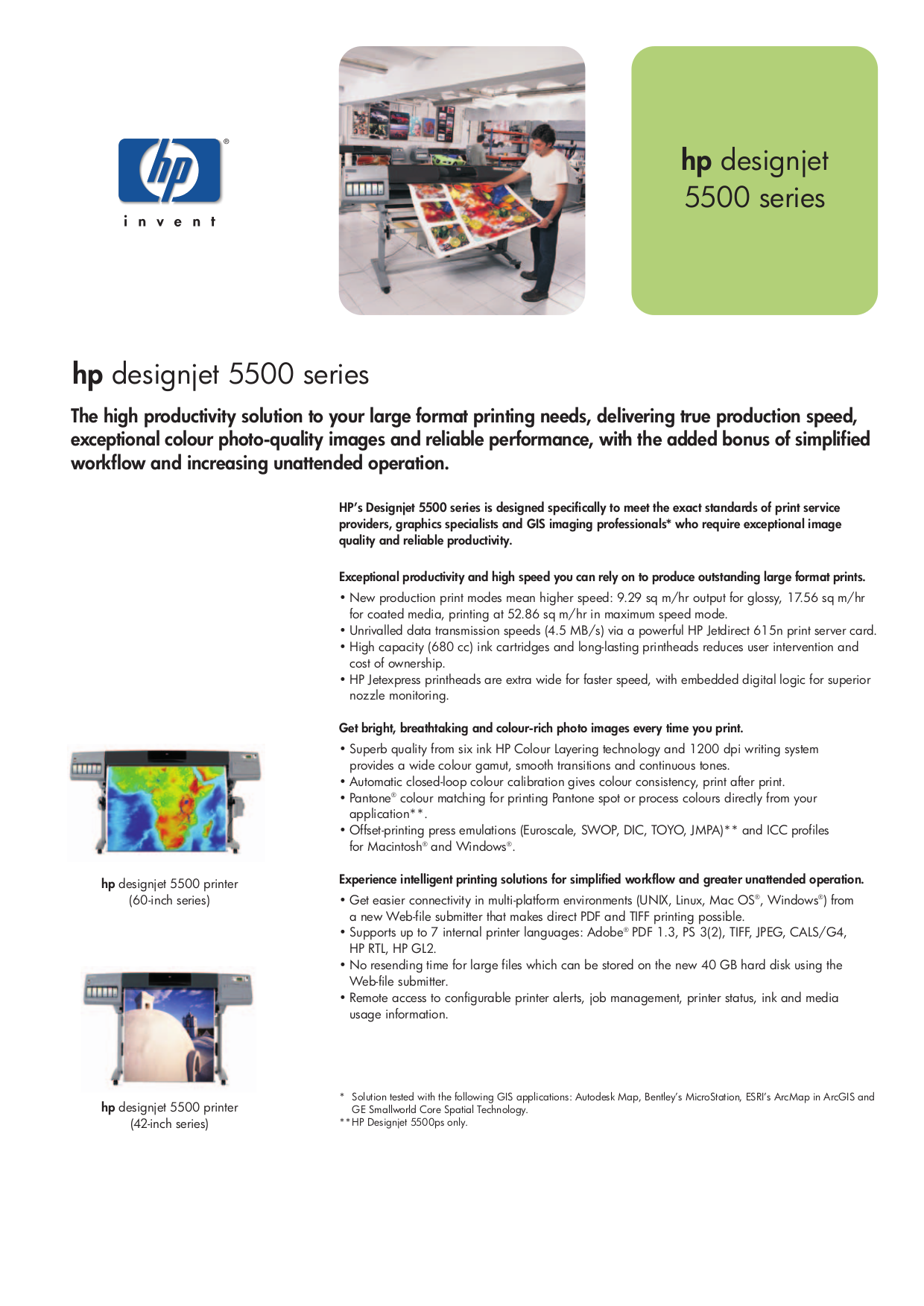 Download free pdf for HP Designjet 5500PS Printer manual