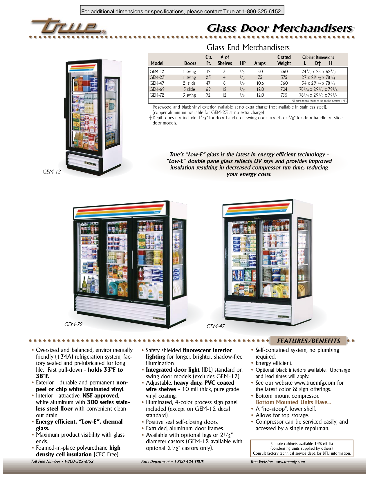 pdf for True Refrigerator GEM-12 manual