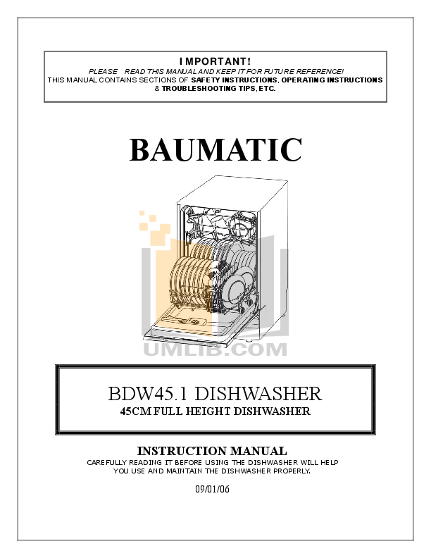 Download free pdf for Baumatic BWD12.1 Washer manual