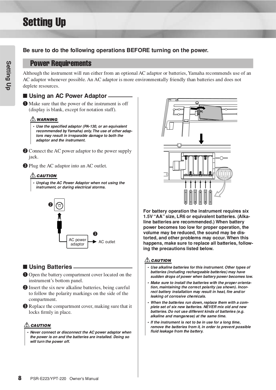 PDF manual for Yamaha Music Keyboard PSR-E223