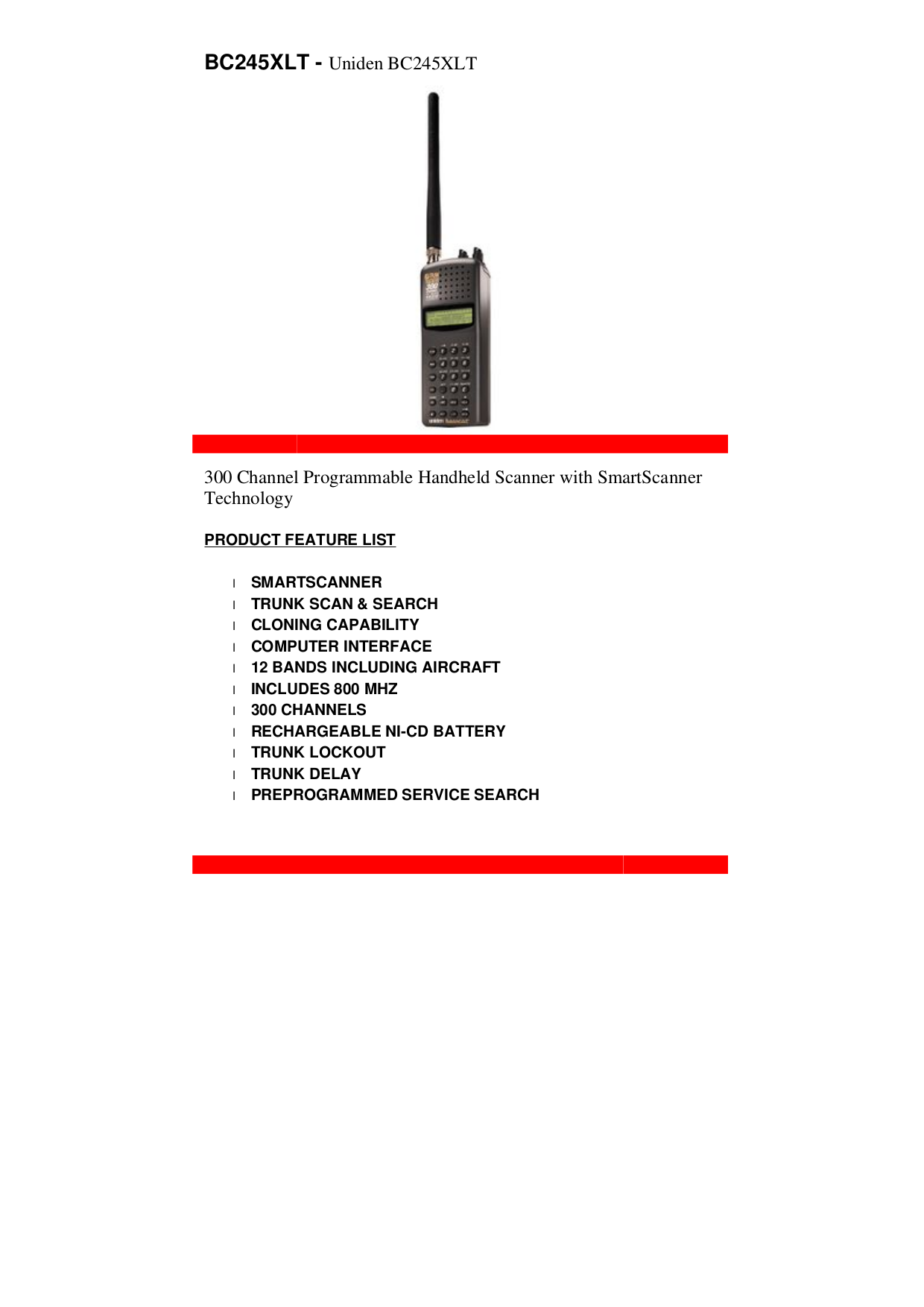 Download free pdf for Uniden BC245XLT Scanner manual