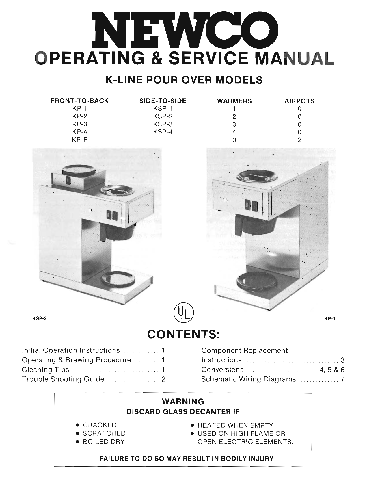 Download free pdf for Newco KP3 Coffee Maker manual