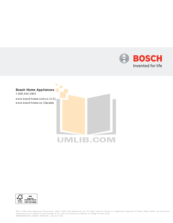 Download free pdf for Bosch SHX55R55UC Dishwasher manual