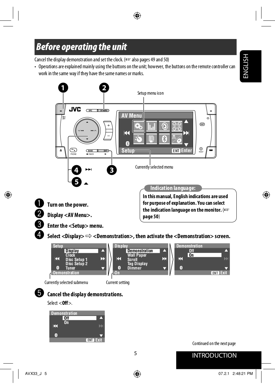 PDF manual for JVC Car Receiver KDADV5380