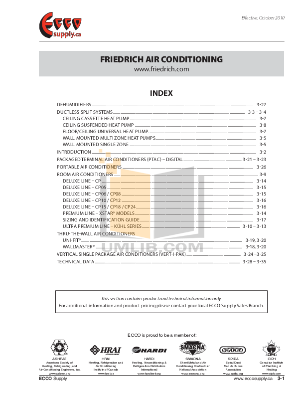 Download free pdf for Friedrich M18CF Air Conditioner manual