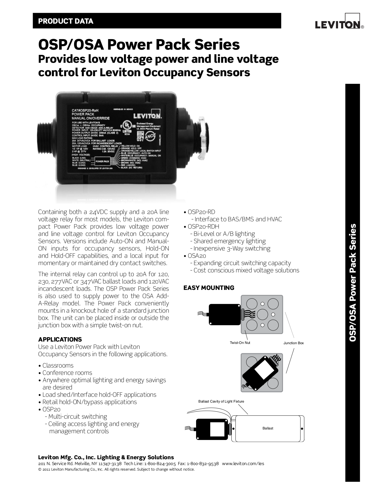 Download free pdf for Leviton OSWHBI Occupancy Sensor Other manual