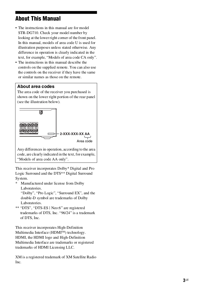 PDF manual for Sony Receiver STR-DG710