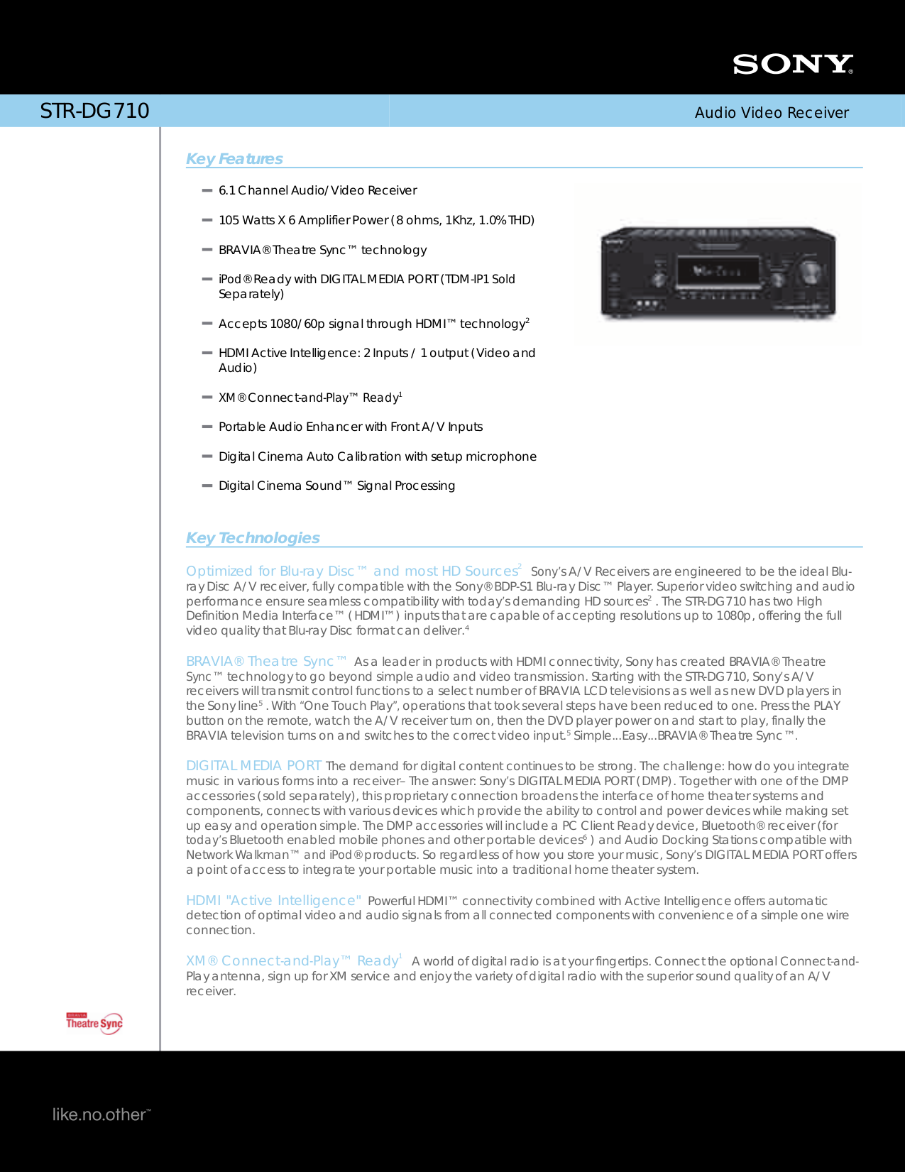 Download free pdf for Sony STR-DG710 Receiver manual
